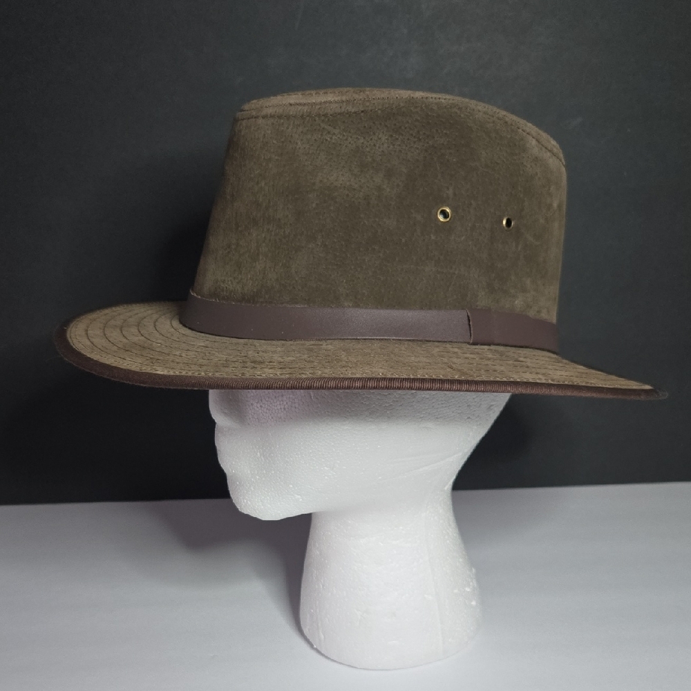 Henschel Hat Co. Vintage Dark Brown Suede Wide Fedora Brim Hat Unisex